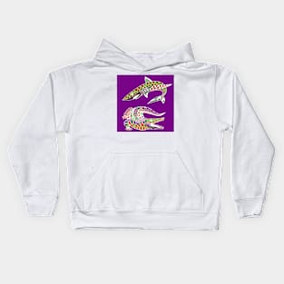 the shark and the crocodile ecopop wallpaper Kids Hoodie